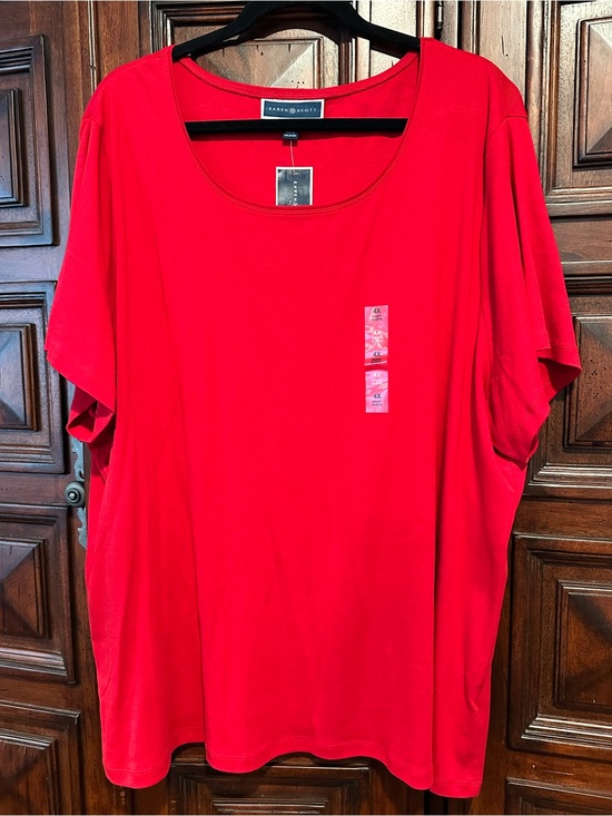 Karen Scott Tops - 4X Karen Scott Bright cherry Fire Engine Christmas Red Scoop Neck Tshirt Top